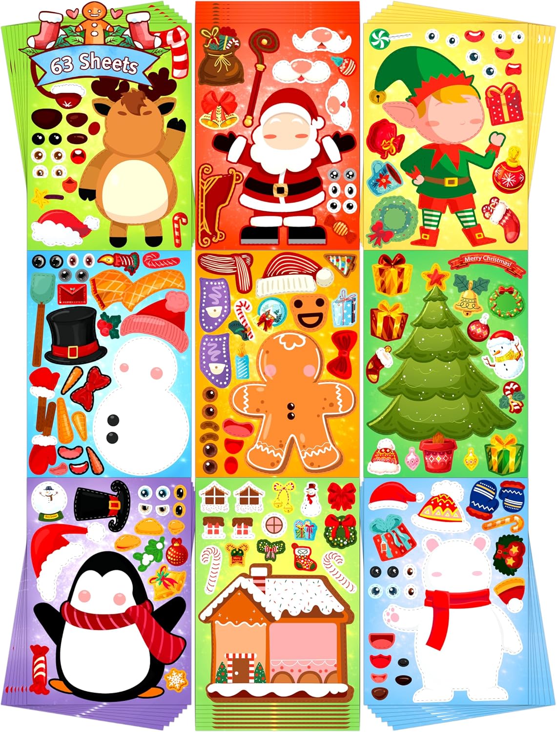 LINAYE make your own Halloween stickers, 60 sheets with ghost, witch and vampire parts - view 3