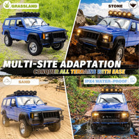 Goolsky silver 1:12 scale RC rock crawler with LED lights on rocky ground - view 5