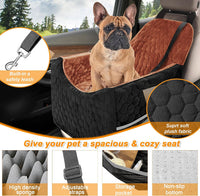 Dog Car Seat for Small/Medium Dogs, Memory Foam Dog Booster Seat - Black/Red Brown / Medium - image 3
