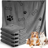 Chumia 4 Pcs Dog Towels for Drying Dog Puppy Bulk Microfiber - 55 x 28 Inch / Gray
