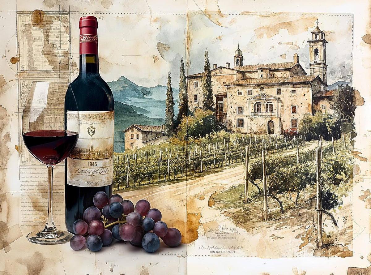 Christmas Advent Puzzle 1000 Piece Countdown 2026 – Fun for Kids & Family - Wine Vineyard