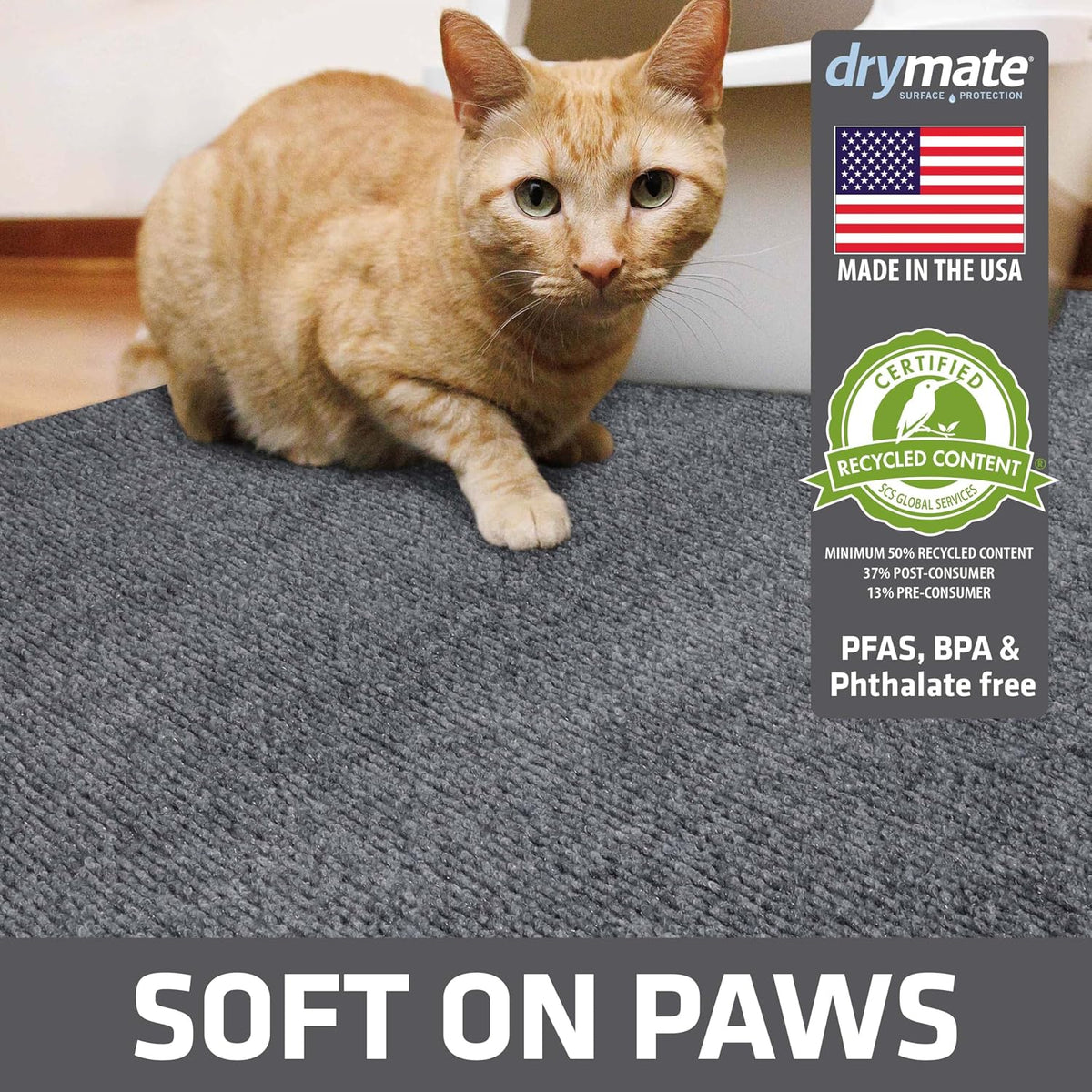 Drymate Cat Litter Box Mat, Litter Trapping Mat - Grey / 28x36 Inch (Pack of 1) - image 3