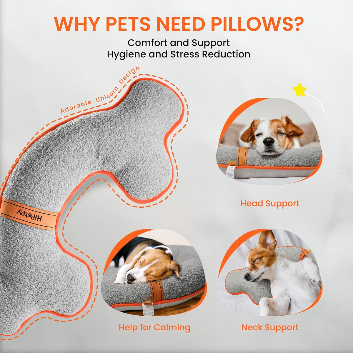 Dog Calming Pillow-Soft Neck Pillow for Dogs - Grey - image 2