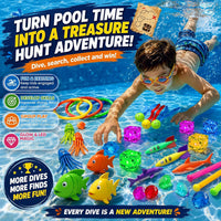 JoyX 35 piece glow pool diving toys set with LED cubes, diving rings, goggles and carry bag - view 4