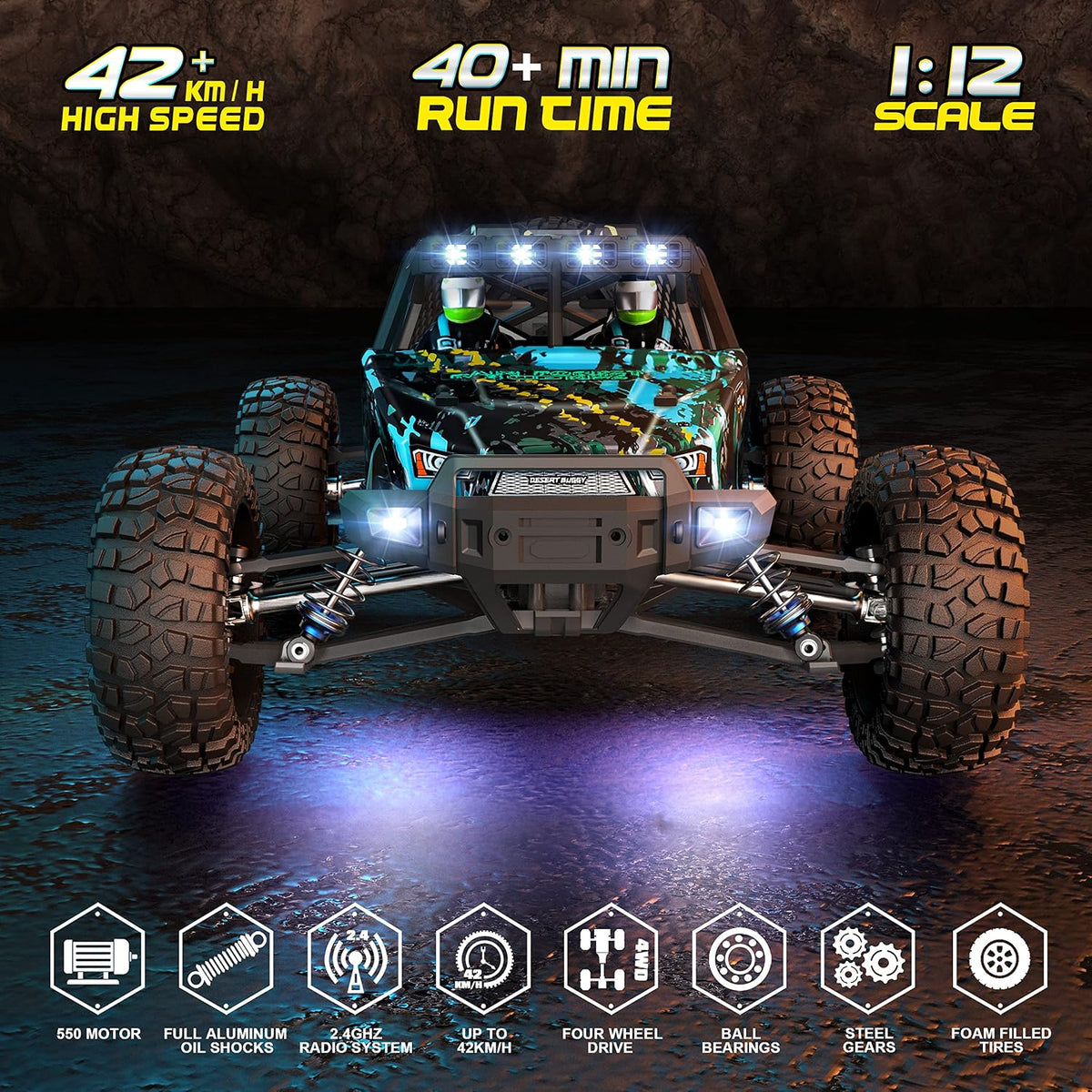 HAIBOXING 2995 RC Truck, 1:12 Scale RC Buggy - Green-black - image 3
