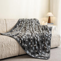 Dog Blanket Paw Bone Pattern 1 Pack 2 Super Soft Warm Flannel Sofa - 60*50 inch (Pack of 2) / Grey|paw Bone - image 2