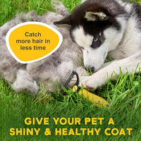 Deshedding Dog Brush - Double-Sided Pet Hair Remover for Cats & Dogs - Yellow Undercoat Grooming Rake for Shedding and Dematting