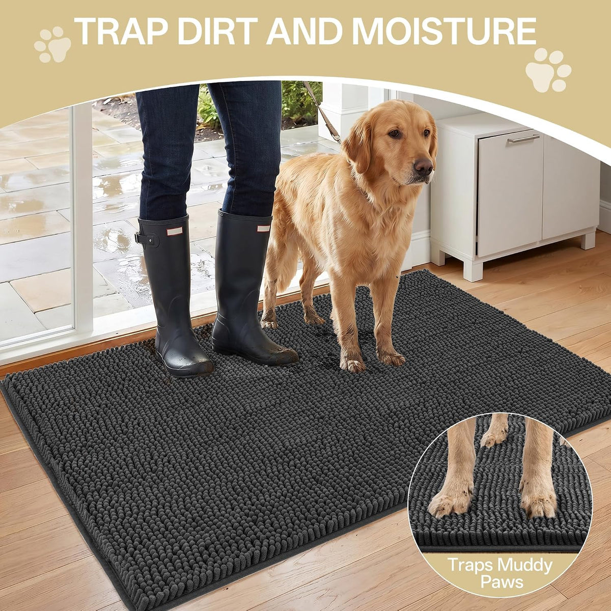 Dog Door Mat for Muddy Paws - 48"L x 36"W x 1.0"Th / Dark Grey - image 2