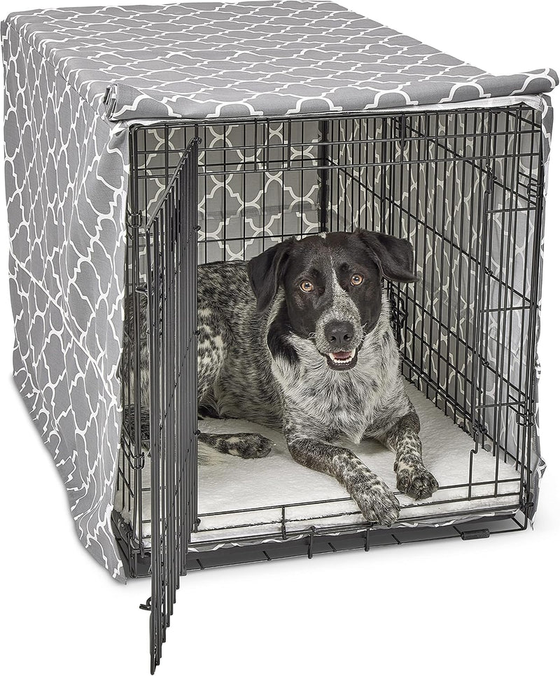 MidWest Homes for Pets Small Dog Crate Cover Featuring Teflon Fabric - Designer Gray / 36 Inch