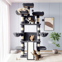 Allewie 68 Inches Cat Tree/House and Towers for Big Feline/Scratching - 82 in / Smoky Grey - image 2