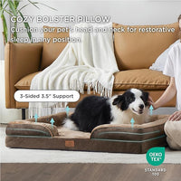 Bedsure L Plus Orthopedic Dog Bed for Large Dogs - Washable Dog Cat Bed Waterproof, L Plus Big Comfort Dogs Couch Sofa with Washable Removable Cover, Pet Bed with Nonskid Bottom, Brown, 38"