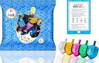 The Dreidel Company multicolored metallic plastic Hanukkah dreidels with English transliteration - view 4