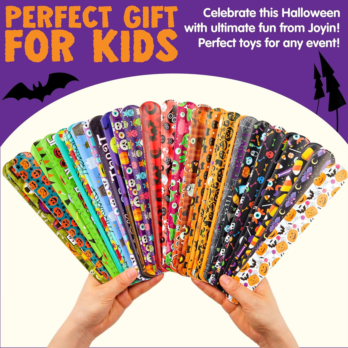 JOYIN 72 PCS Halloween Slap Bracelets for Kids - Spooky Night Mix - image 4