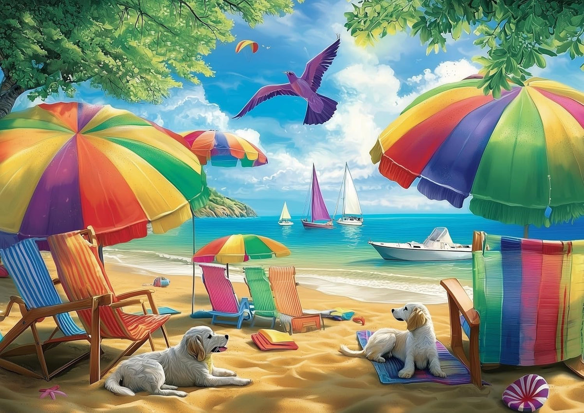 Halloween Puzzle 500 Piece with Lettered for Adults Gift - 1000piece - Beachside Umbrellas - 27.5x19.7" / Retired Models