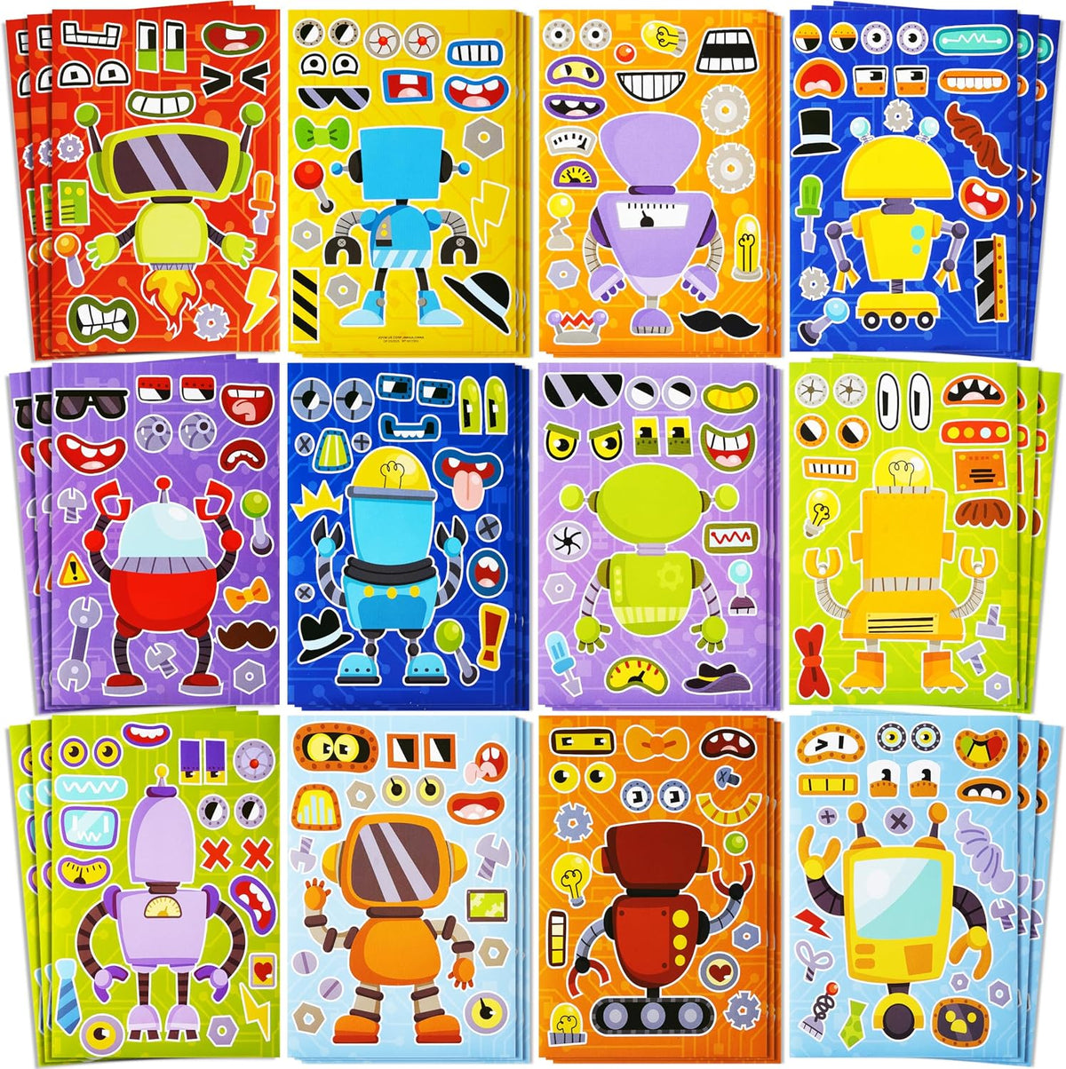 JOYIN 36 Sheets 9"x6" Make a face Stickers for Kids - Robot