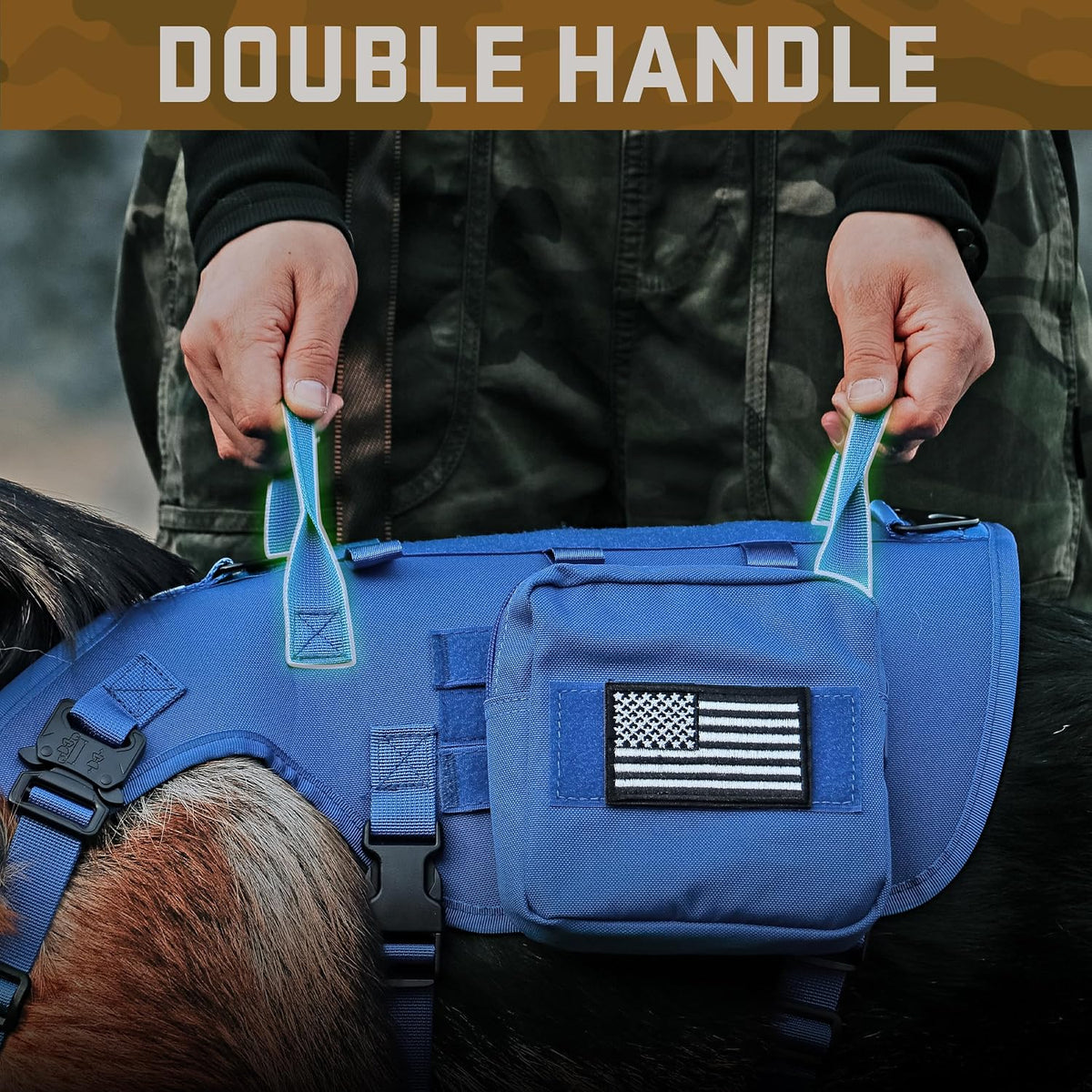 Forestpaw Tactical Dog Harness for Large Dogs, Military, L - S:Chest 17-25",Fit 20-35lbs / Blue - image 3