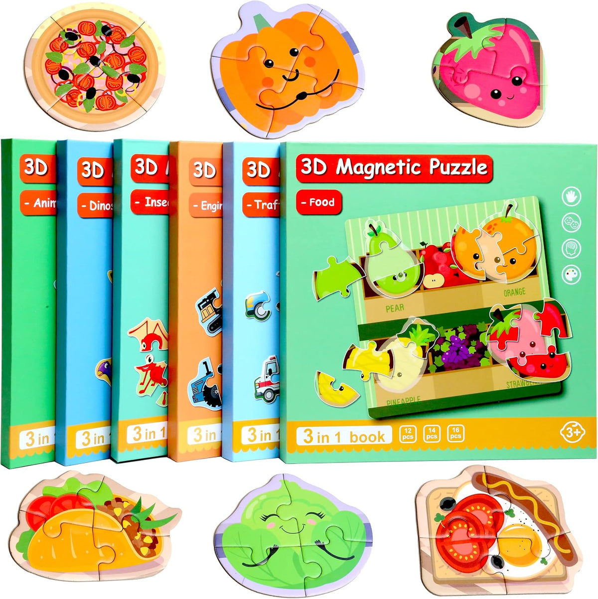 Magnetic Puzzles for Kids Ages 3-5 - Food