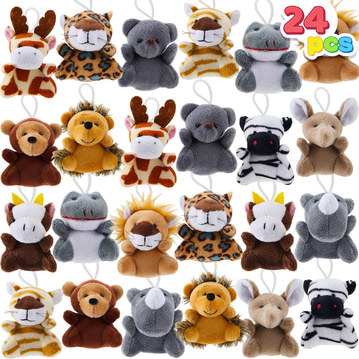 JOYIN 24 Pack Mini Animal Plush Toy Assortment - Safari Animals