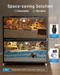 BUCATSTATE Hamster Cage Metal 3.0 - Chewproof Large Rat Cage Stackable with Top Access Easy Assemble 47L x 23.6W x 25.5H Inches Dwarf Syrian Hamster Tank for Gerbil Mouse (7.75 ft², Black)