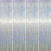 Voircoloria 2 Pack Gold Foil Fringe Backdrop Curtains - Laser Silver / 4 - image 2