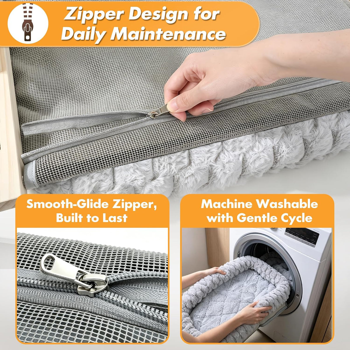 Cloud-Soft Wooden Cat Window Sill Perch with Zipper Cushion - Gray / X-Large - image 2
