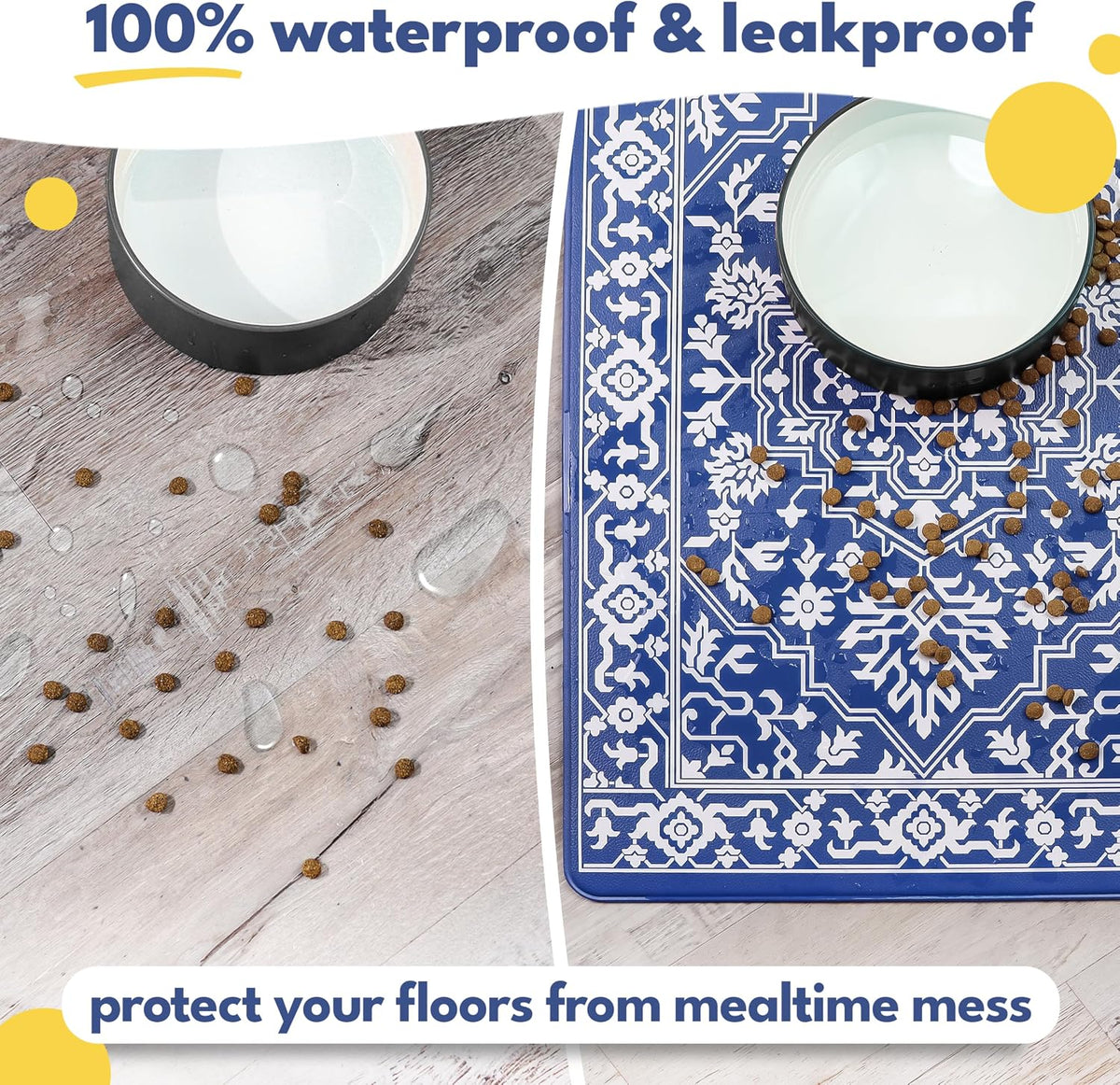 Dog Mat for Food and Water, Cat Feeding Mat - 16.5"L x 26"W / Large Casablanca - image 2