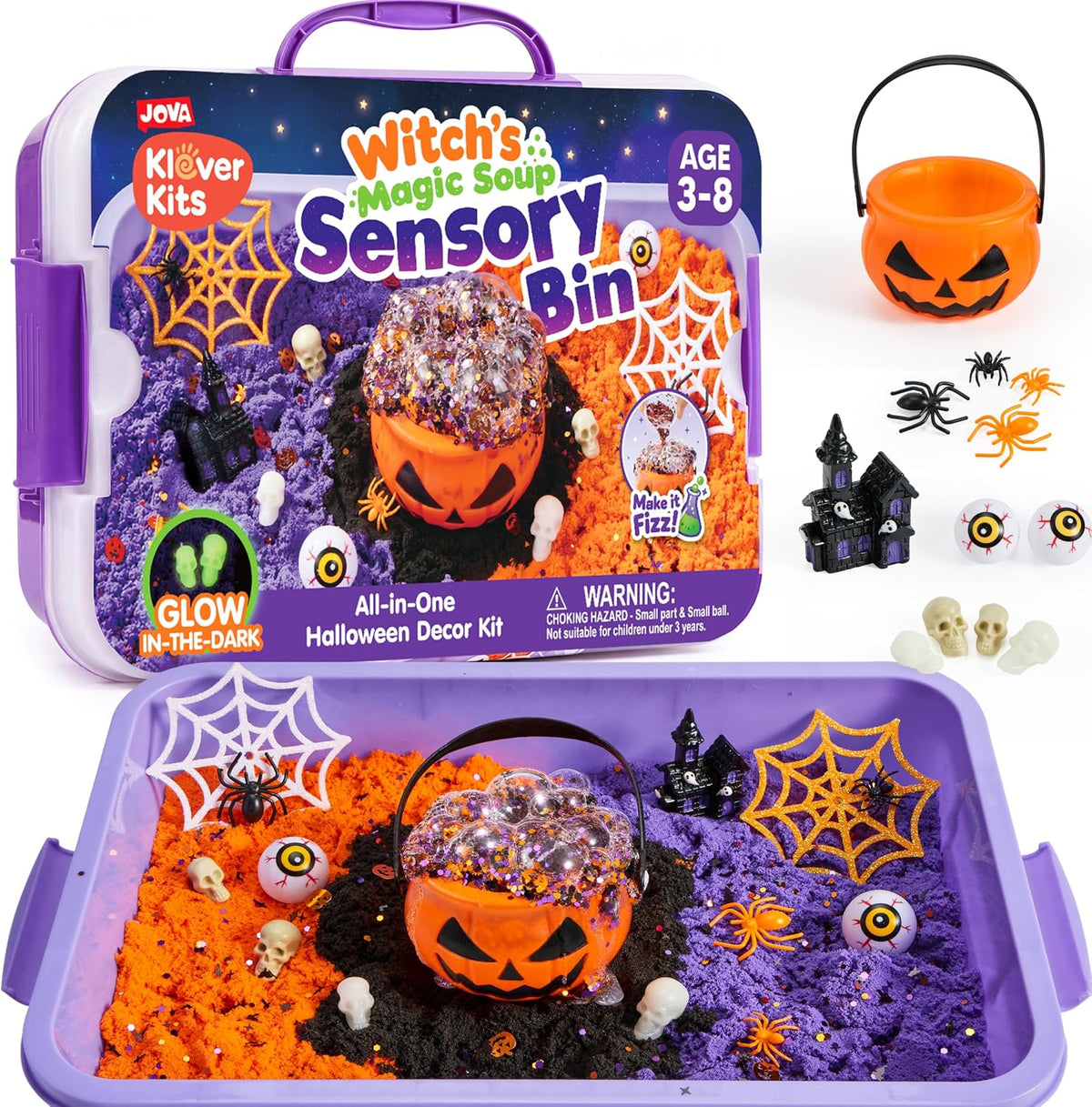 JOVA Klever Kits Construction Sensory Bin for kids Glow - Halloween