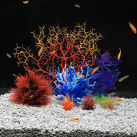 MyLifeUNIT set of 7 artificial coral and plant aquarium ornaments with ceramic bases - view 2