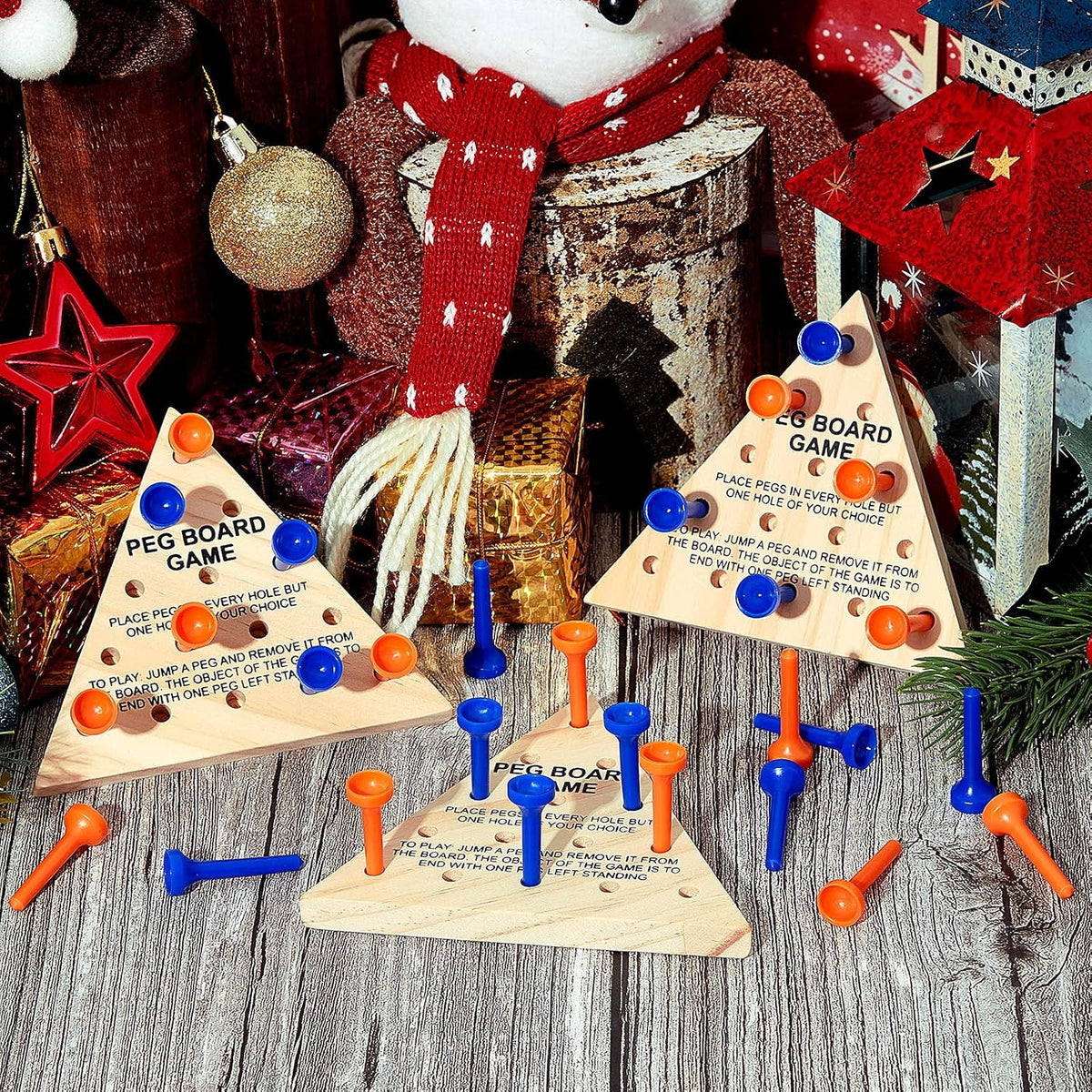 Zhanmai 3 Sets Wooden Triangle Peg Travel Game - Blue & Orange Peg / 10 - image 4