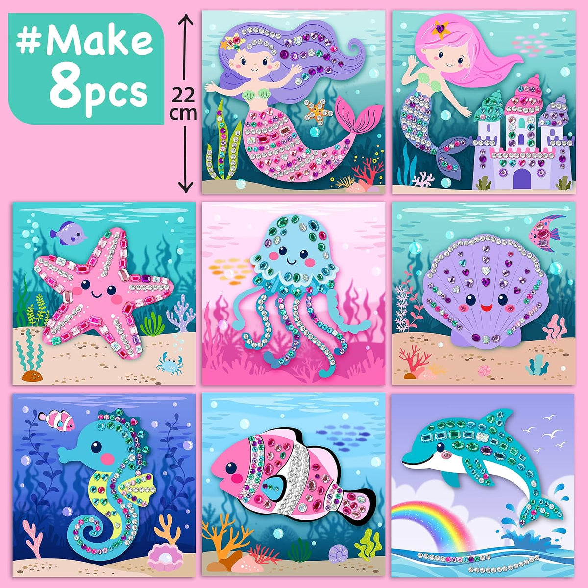 EZCRA Gem Sticker Kit for Kids, 990+ Stickers - Mermaid - Gem Stickers - image 2