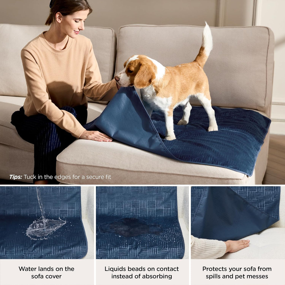 Bedsure Waterproof Couch Cover for Sofa and Dogs Quick Drying - 40x50 inch / Navy - image 4