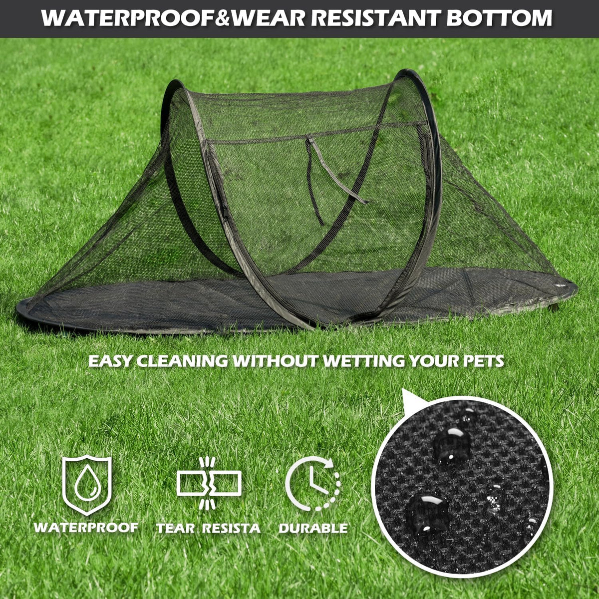 Cat Tent Outdoor, Pet Enclosure Tent Suitable for Cats and Small Animals, Indoor Playpen Portable - Black - image 4
