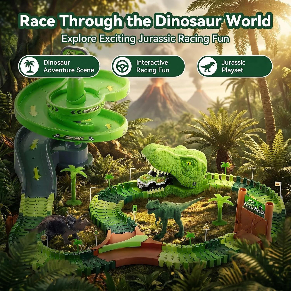 Dinosaur Race Track Toys for Boys 3-5 - Spiral Dinosaur Race Track Set - image 3