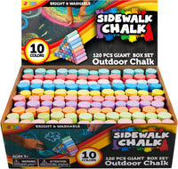 JOYIN 120 PCS Sidewalk Chalks for Kids Giant Box Non-toxic Jumbo - 120
