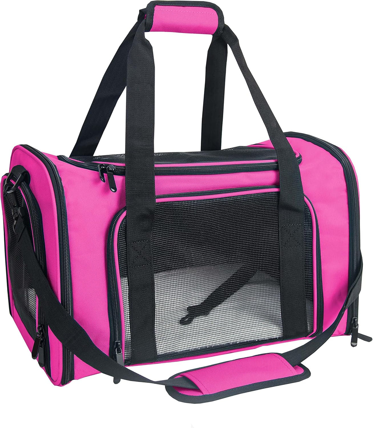 Soft Sided Carrier for Small Medium Cats Dogs - 17.0"L x 11.0"W x 11.0"H / Magenta