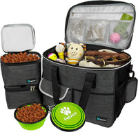 PetAmi Dog Travel Bag Organizer, Pet Supplies Diaper Tote - Large - 15.5"L x 9.5"W x 14.0"H / Charcoal