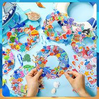 Hollowfly Thanksgiving paper wreath craft kits with gem stickers, ribbons and wool balls - view 19