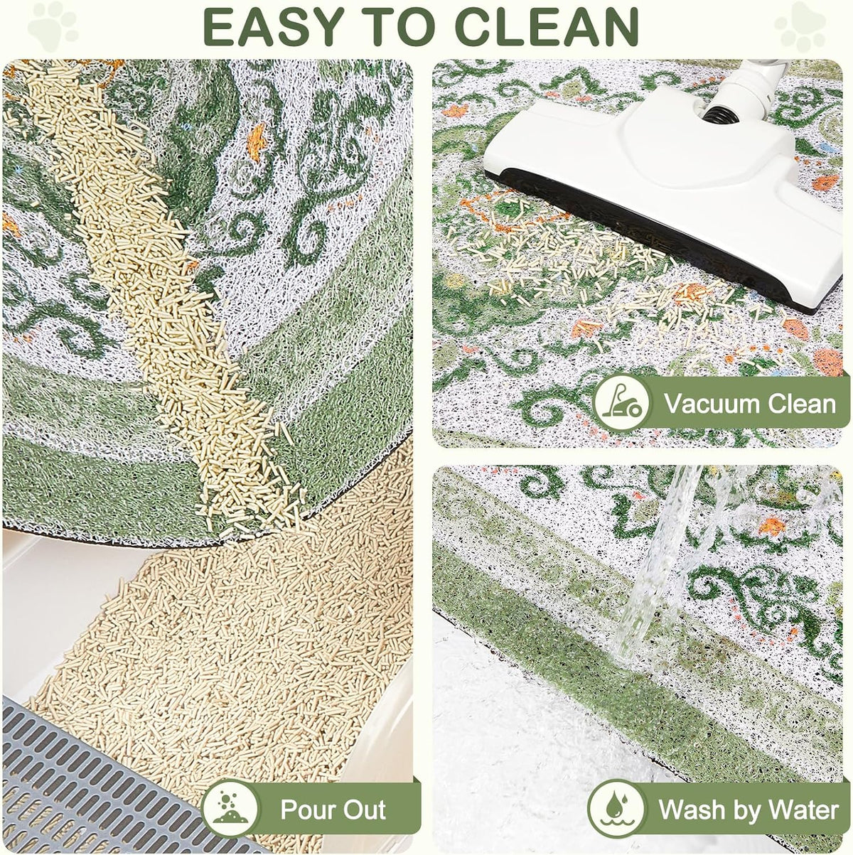 24"x15" Cat Litter Mat Non-Slip Washable Litter Box Mat – Daily Care for Cats - DarkSeaGreen / 24X15in - image 2
