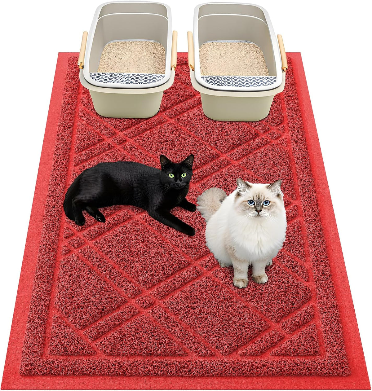 Smiry Cat Litter Box Mat 30x17 - 47x32 / Red