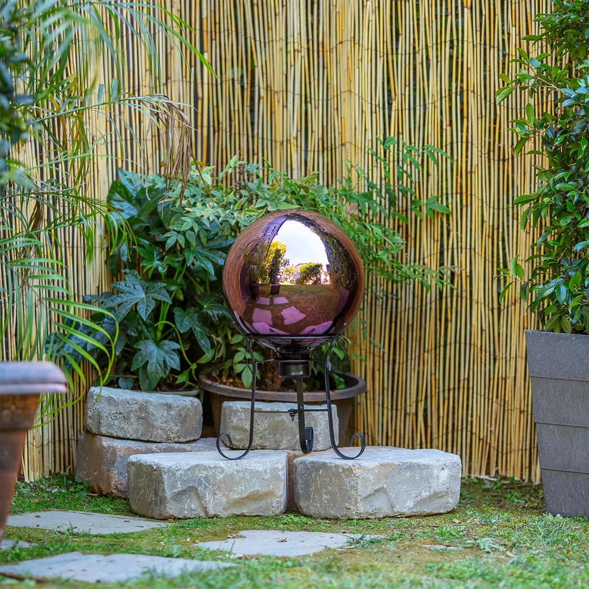 Alpine Corporation 10" Diameter Indoor Outdoor Glass Gazing Globe - Purple / 10 Inch - image 2