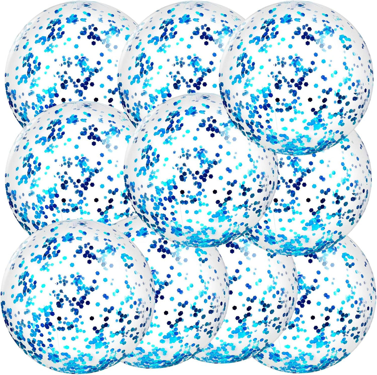 Civaner 10 Pcs Inflatable Glitter Beach Balls 16 Inch - Blue / Glitter