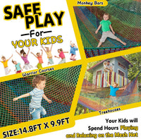 Climbing Net for Kids - 9.9FT x 9.9FT Double Layers Heavy Duty Playground Safety Net, Climbing - Rainbow / 14.8' x 9.9' - image 3
