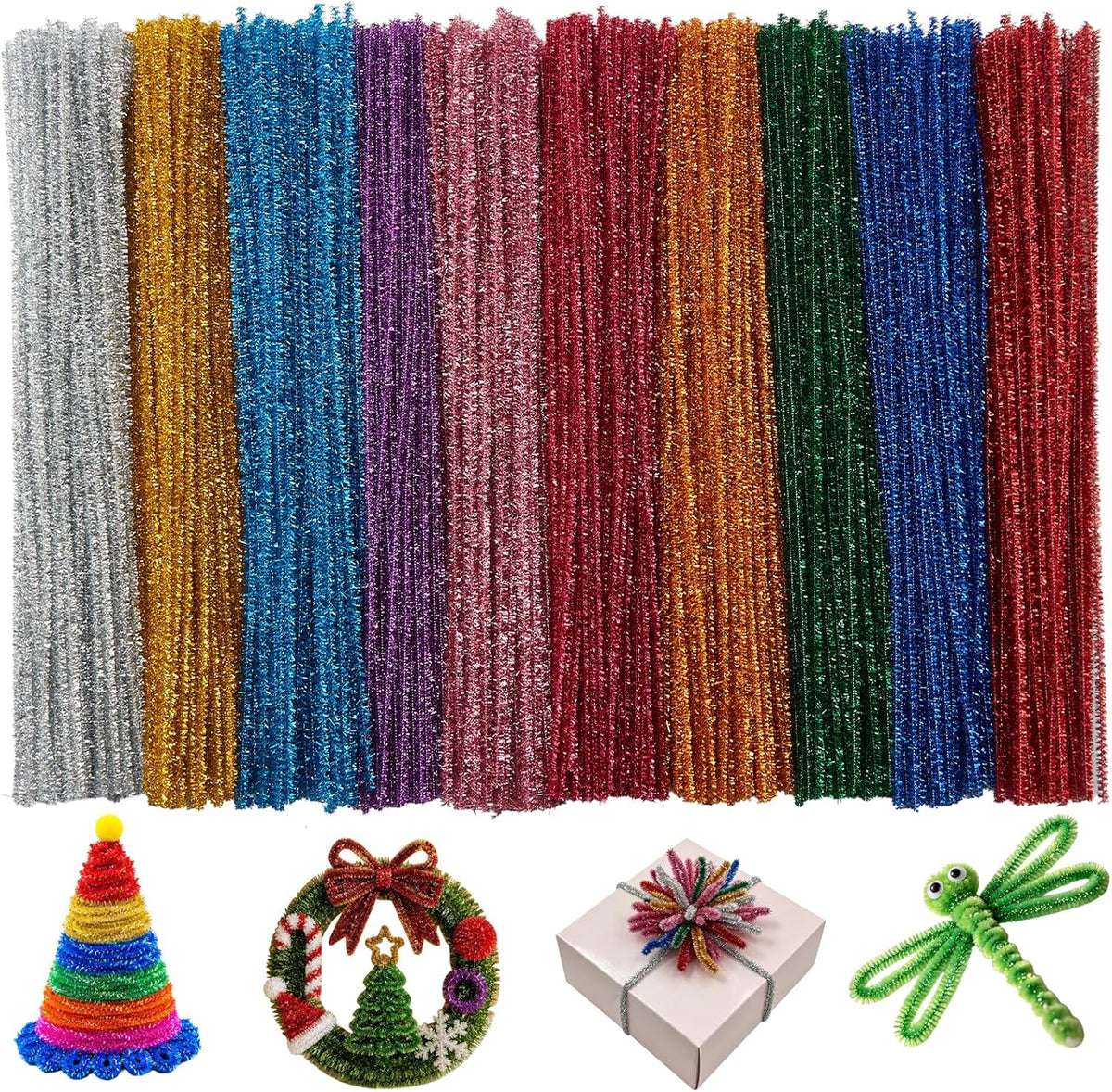 Black Pipe Cleaners for Crafts, Craft Supplies, Arts and Crafts - Glitter