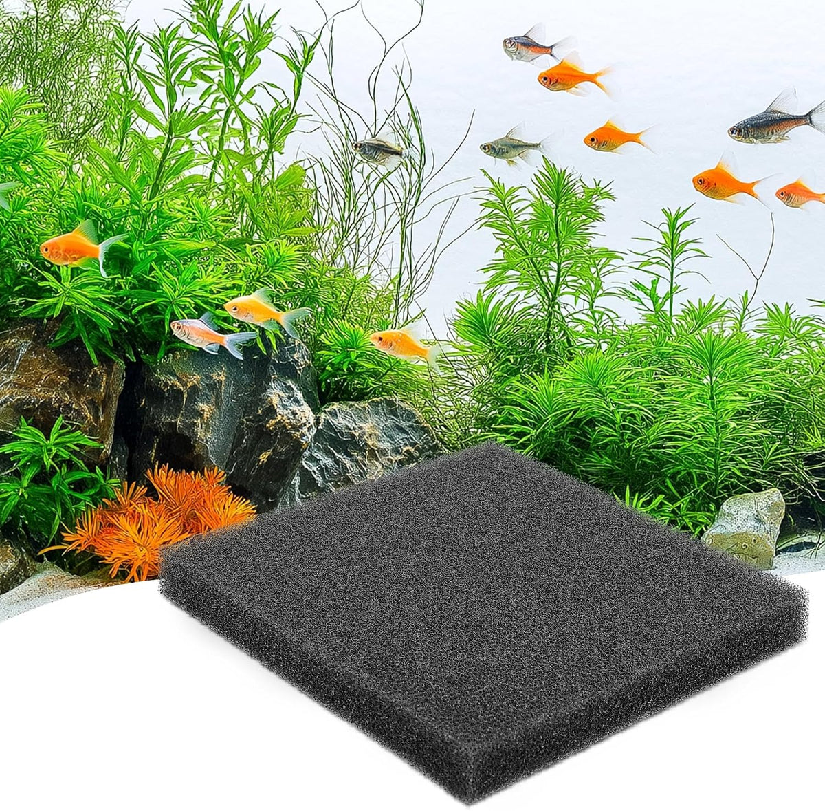 hygger Aquarium Sponge Filter Pad, Filter Media Foam Sponges - 15.7*15.7*1 inch/1pcs