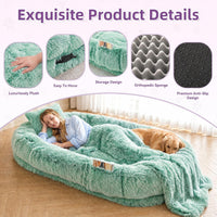 Grey Human Dog Bed, 71''x45''x12'' Size Fits Adult and Pet - Gradient Green - image 3