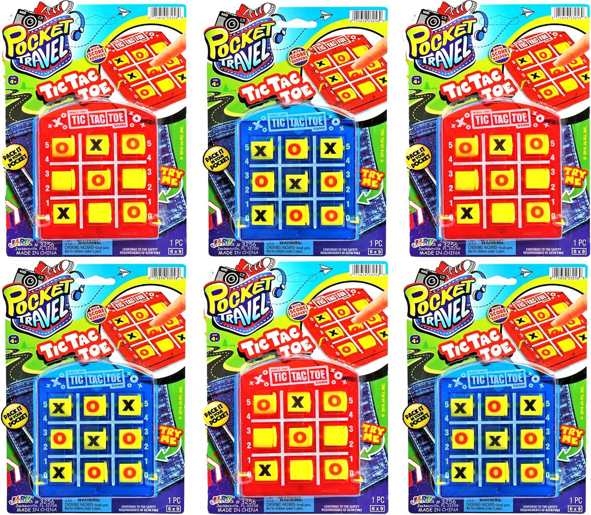 JA-RU Portable Tic Tac Toe Mini Board Game 3256-1p – Fun for Kids & Family - 6 Packs / Tic Tac Toe
