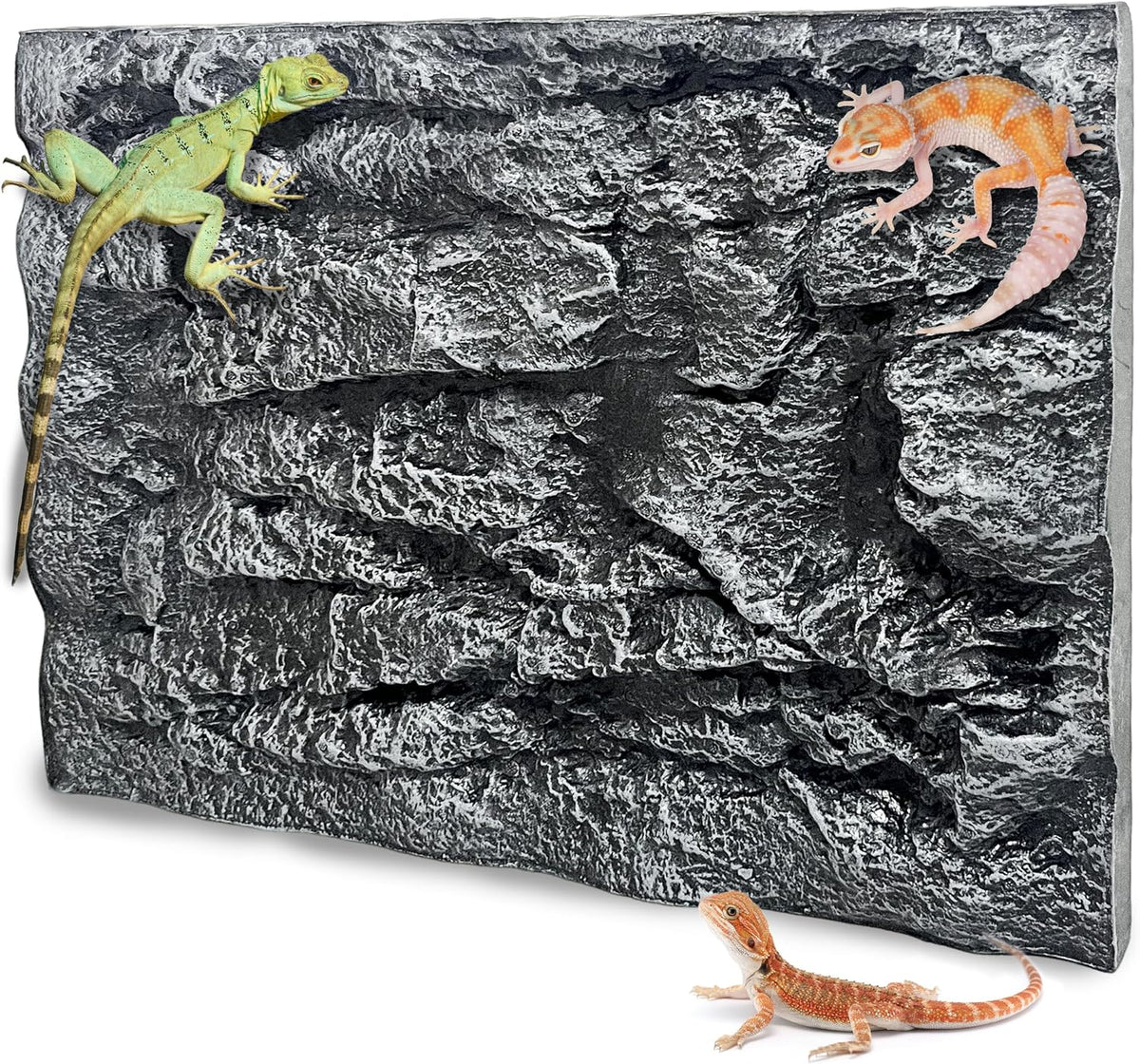 4pcs Rock Terrarium Background, 3D Reptile Tank Background Board - grey-23.6"* 11.8"（1pcs）