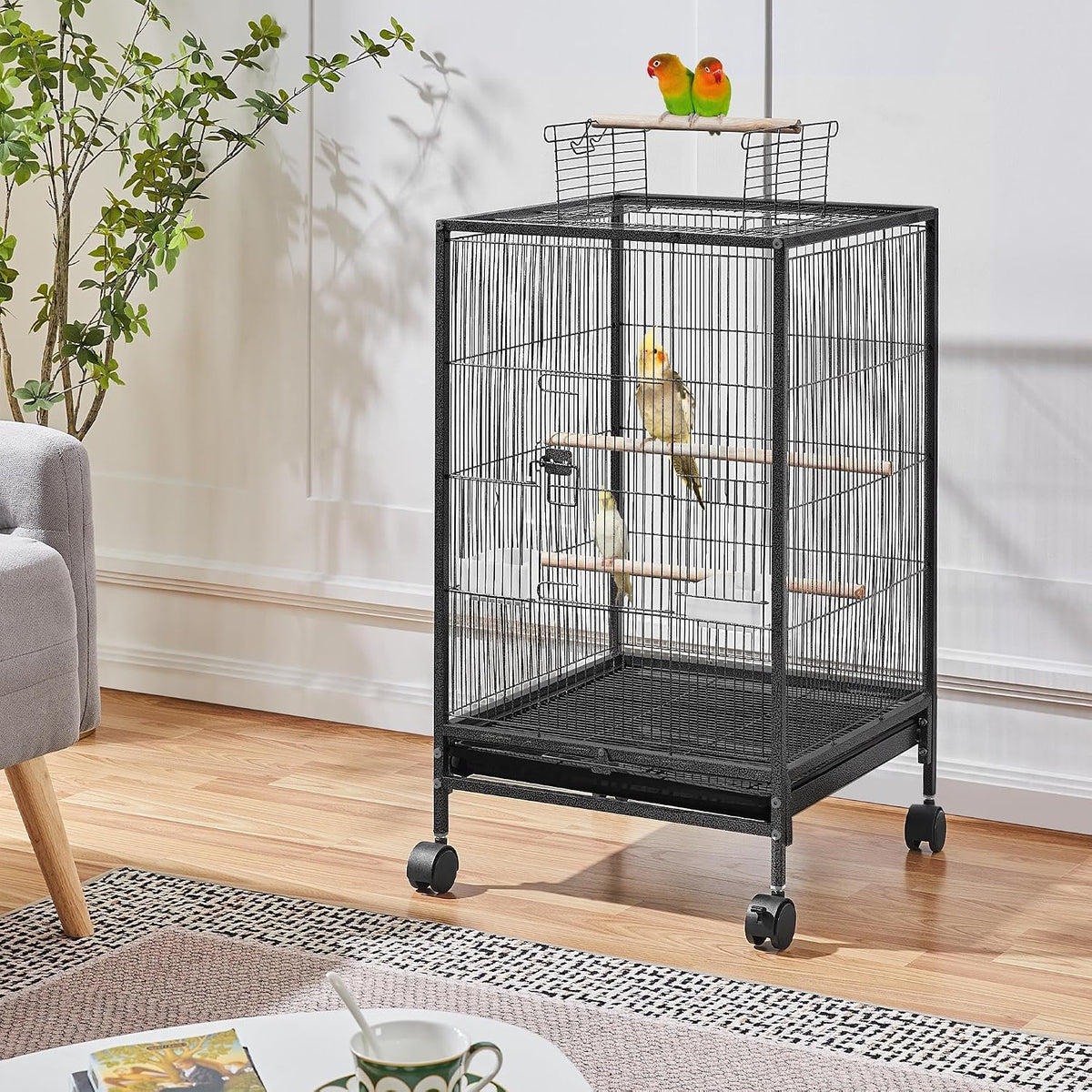 Yaheetech 35-Inch Open Top Bird Cage with Rolling Stand for Small - image 2
