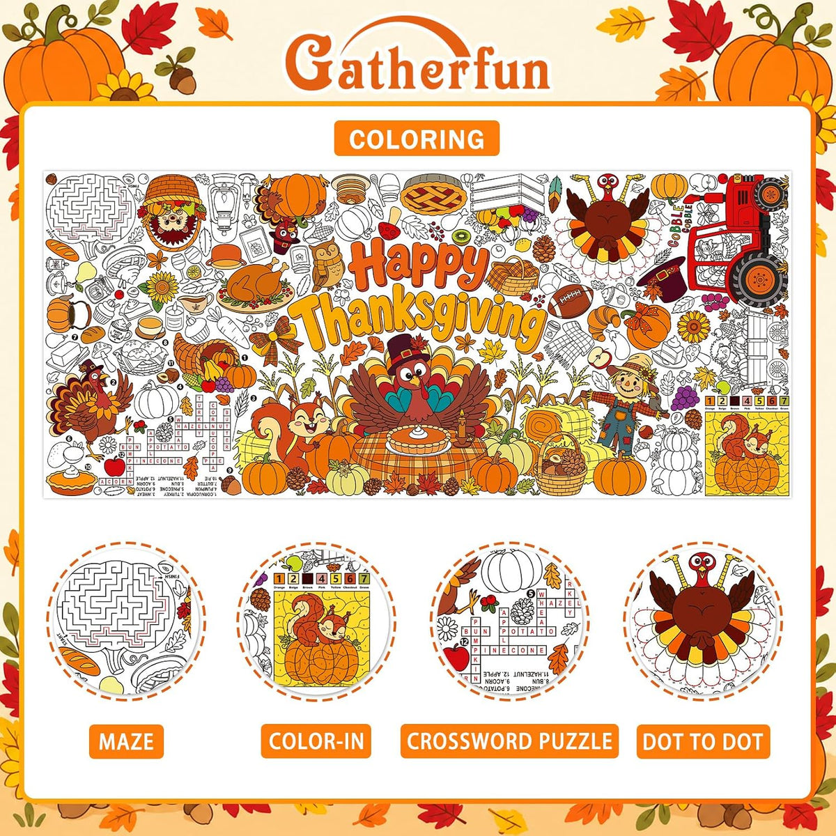 Halloween Activity Poster, Halloween Tablecloth for Kids - Colour - image 3