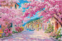 Vintage Paint Hummingbird Flower 500 Piece Puzzles for Adults - Pink-1000 Piece-cherry Blossom Cinque Terre / 27.5" X 19.7"